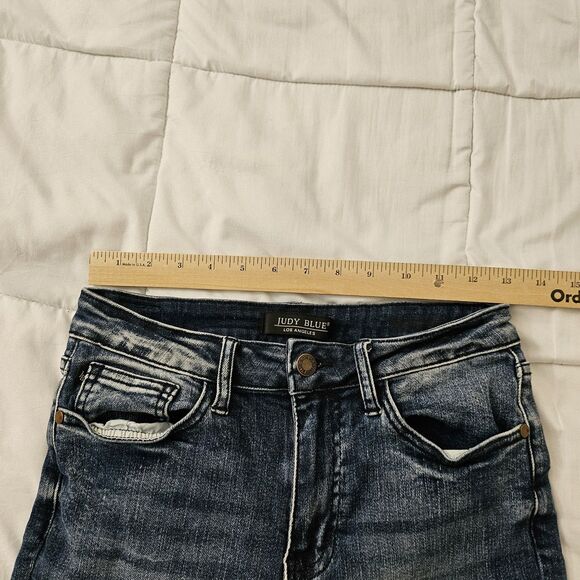 Judy Blue Jeans Womens 27 Blue Relaxed Fit Crop Raw Hem High-Rise Stretch - Picture 8 of 10